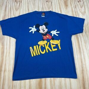 Vintage 90s Mickey Mouse Graphic T-shirt 2XL Blue Mickey Unlimited Disney
